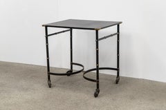 Jacques Adnet Leather Wrapped Table on Casters