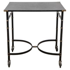 Jacques Adnet Leather Wrapped Table on Casters