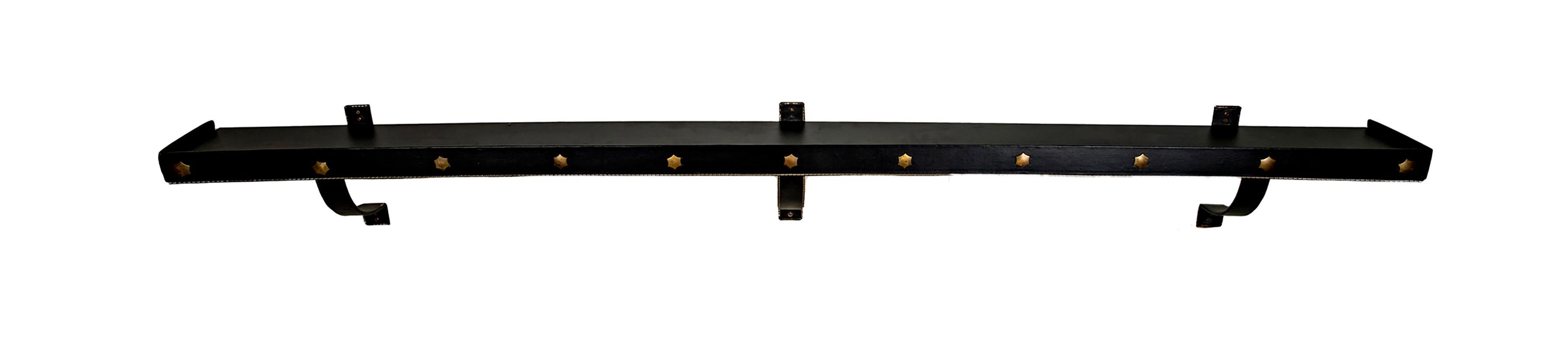 Jacques Adnet Leather Wrapped Wall Shelf For Sale 1