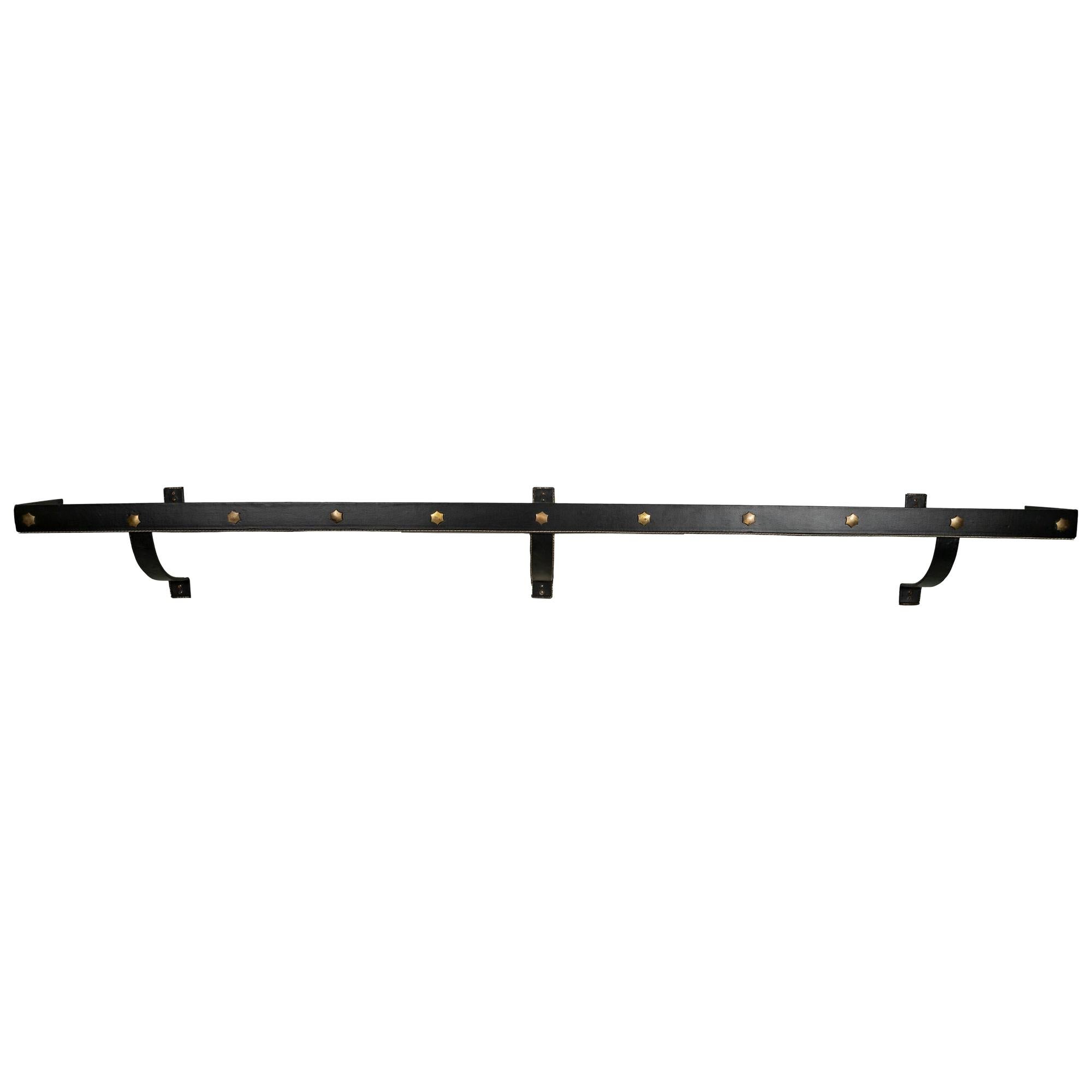 Jacques Adnet Leather Wrapped Wall Shelf For Sale