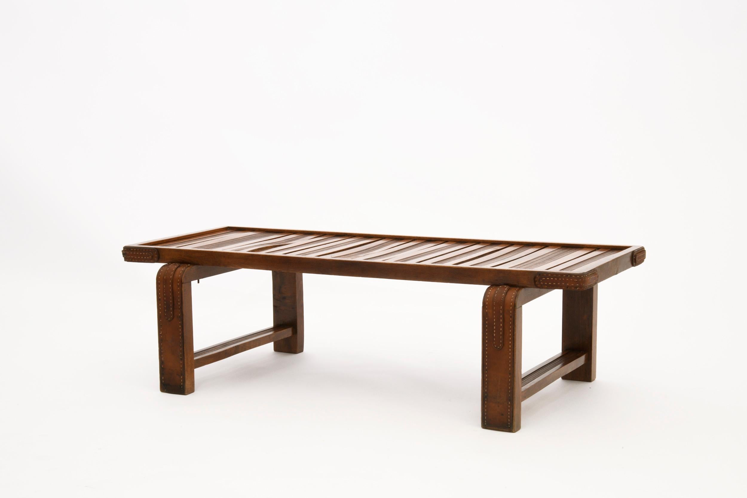 Mid-Century Modern Jacques Adnet, Luggage Bench, circa 1950