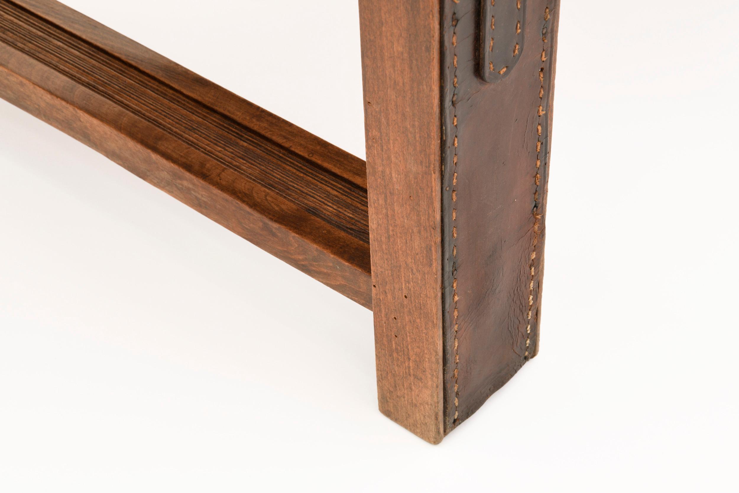 Leather Jacques Adnet, Luggage Bench, circa 1950