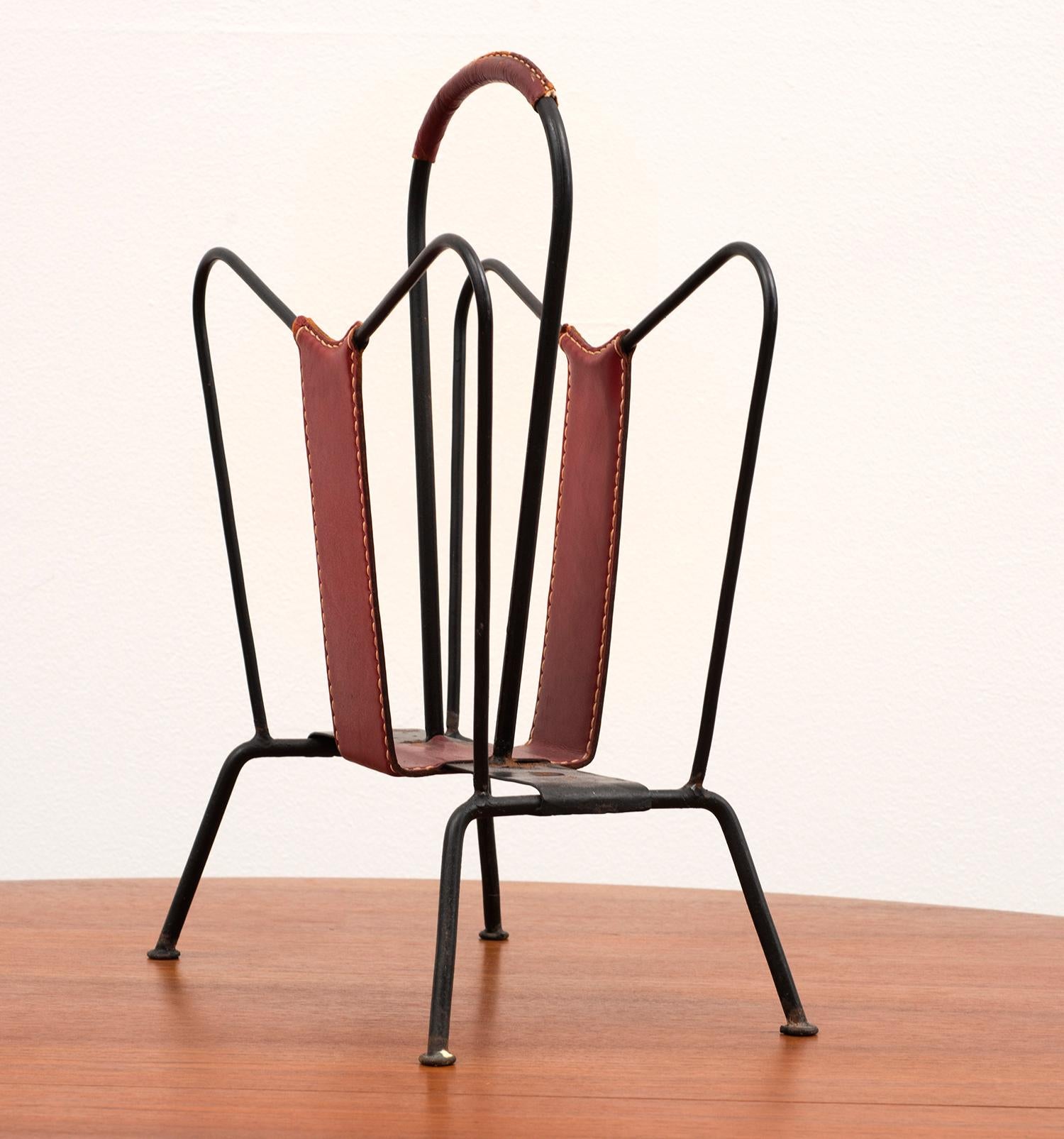 Mid-Century Modern Jacques Adnet Magazine Rack, 1950s For Sale