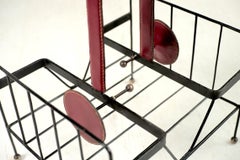 Jacques Adnet, Magazine Rack Wrapped in Red Leather, France, 1950