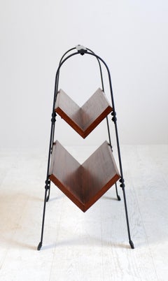 Jacques Adnet, Librería de caoba y hierro ennegrecido, Francia, 1950