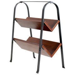 Vintage Jacques Adnet, Mahogany and Blackened Iron Bookcase, France, 1950