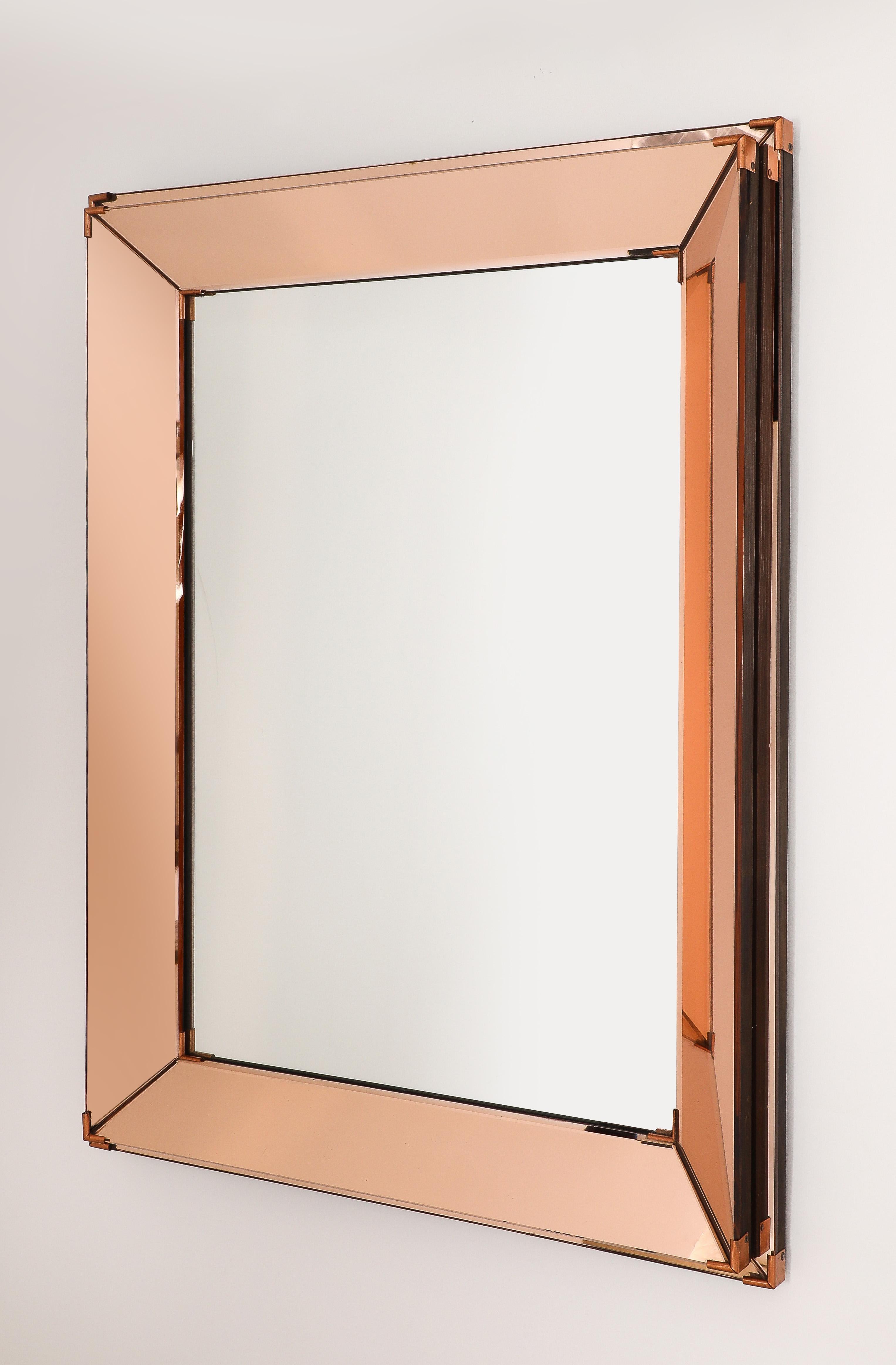 Jacques Adnet Medium Amber Mirror, France 1950's For Sale 3