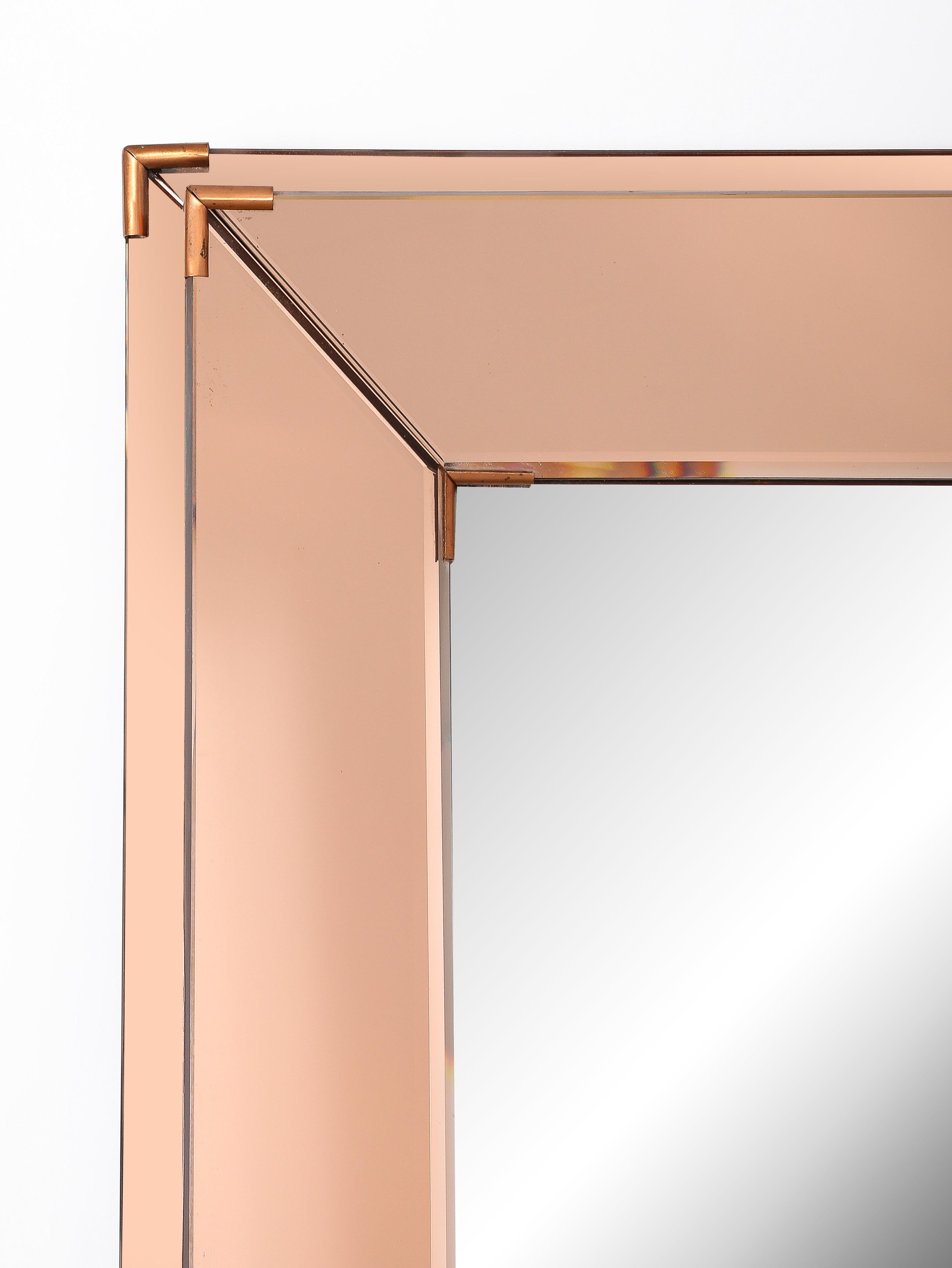Mid-Century Modern Jacques Adnet Medium Amber Mirror, France 1950's For Sale