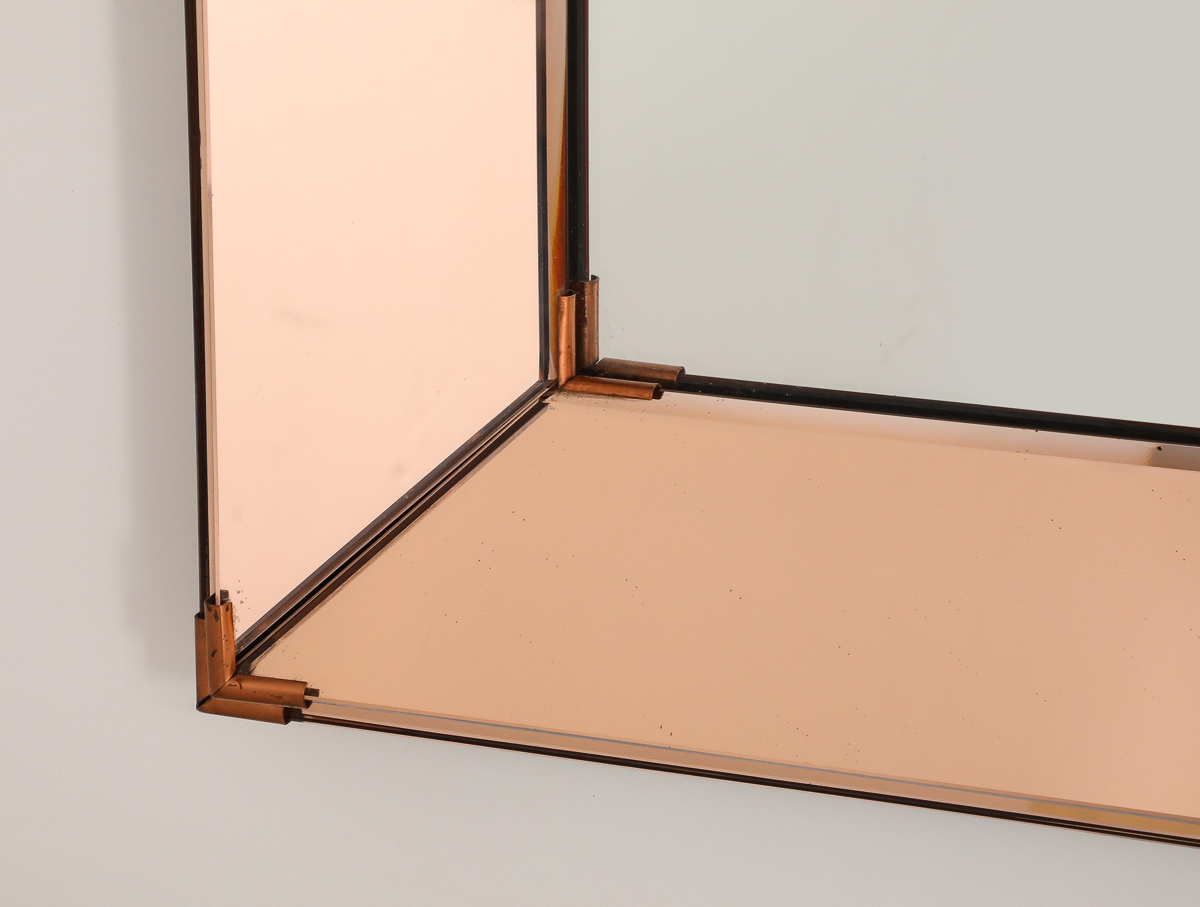 20th Century Jacques Adnet Medium Amber Mirror, France 1950's For Sale