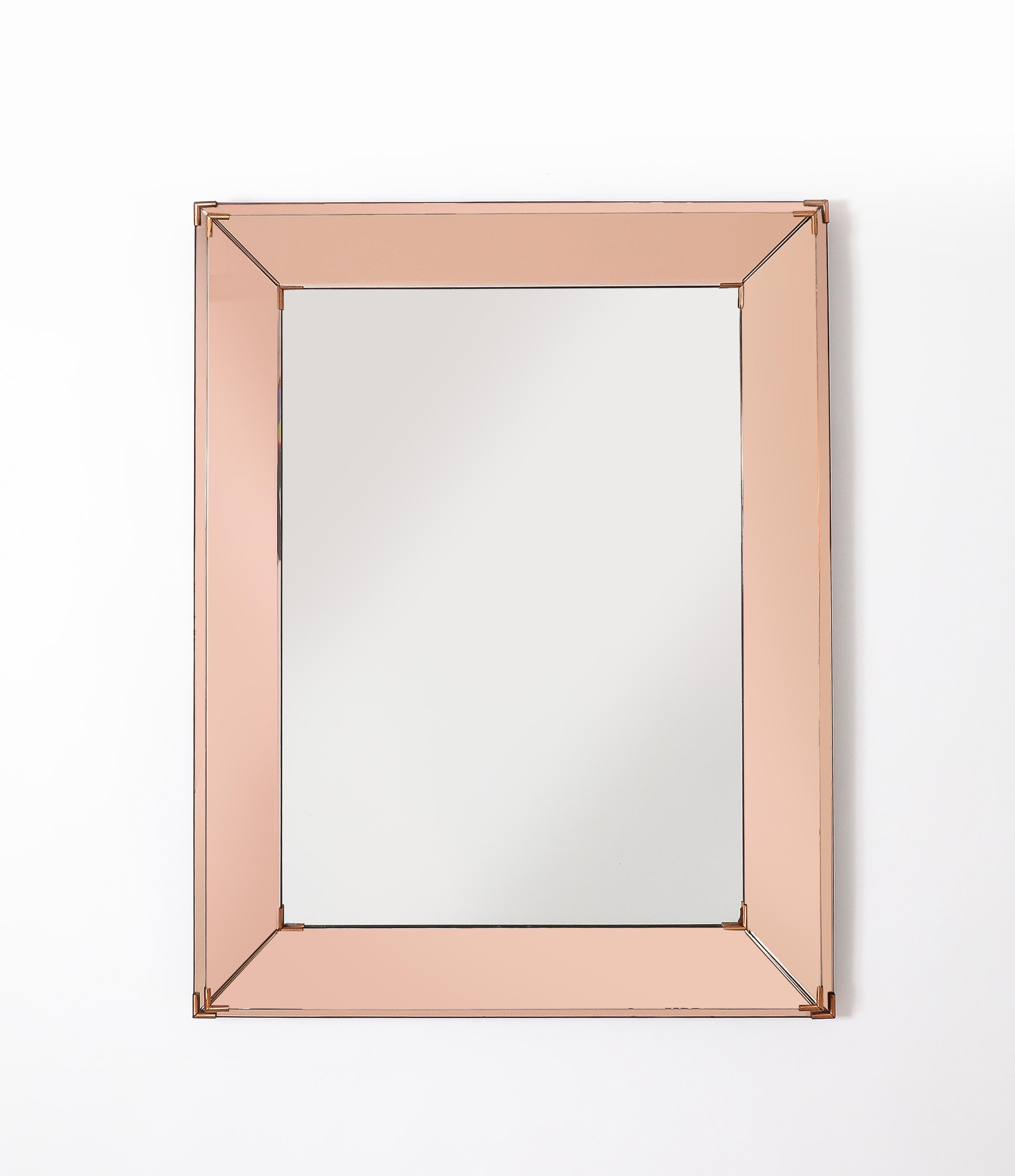 Jacques Adnet Medium Amber Mirror, France 1950's For Sale 1