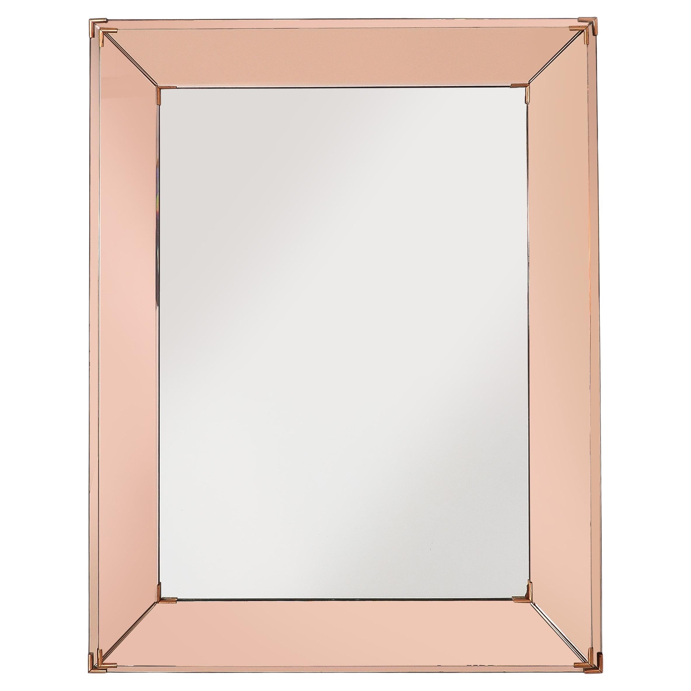 Jacques Adnet Medium Amber Mirror, France 1950's For Sale