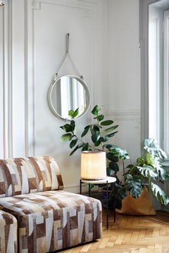 Jacques Adnet Medium 'Circulaire' Mirror in Cream Leather for GUBI