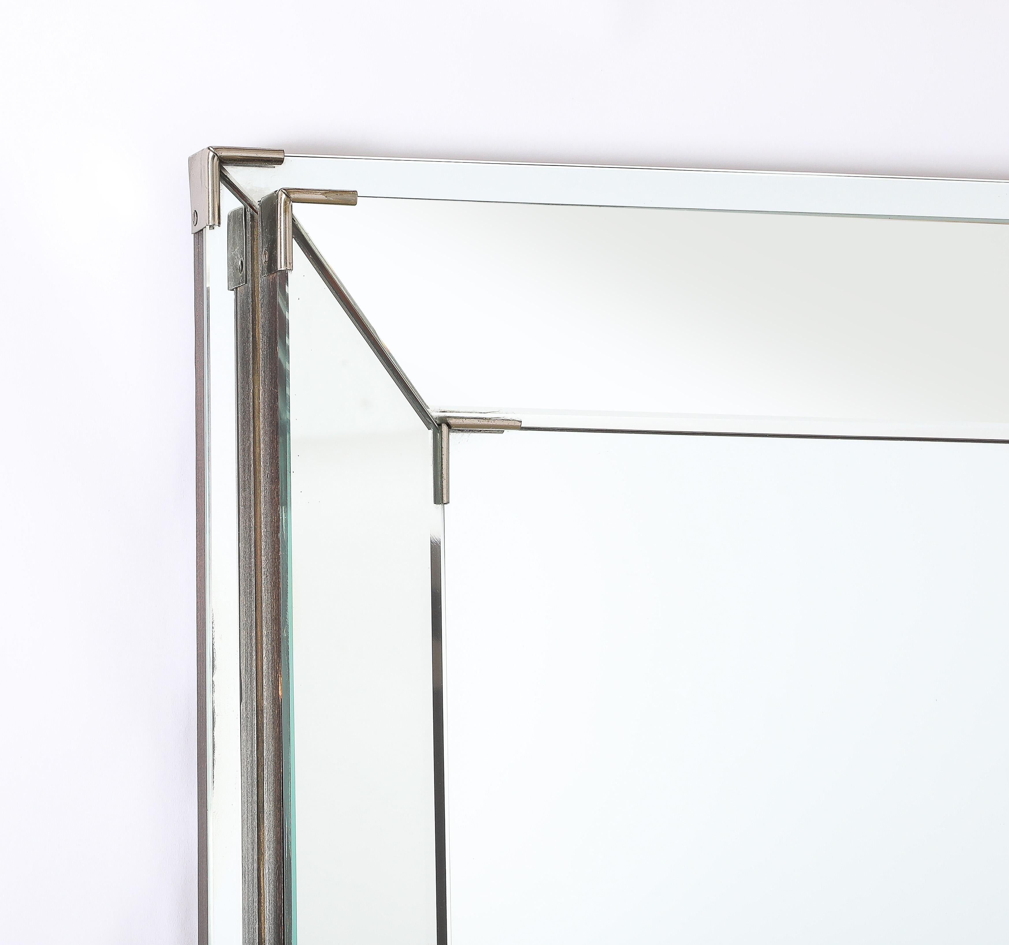 Jacques Adnet Medium Clear Mirror, France 1950's In Good Condition For Sale In New York, NY