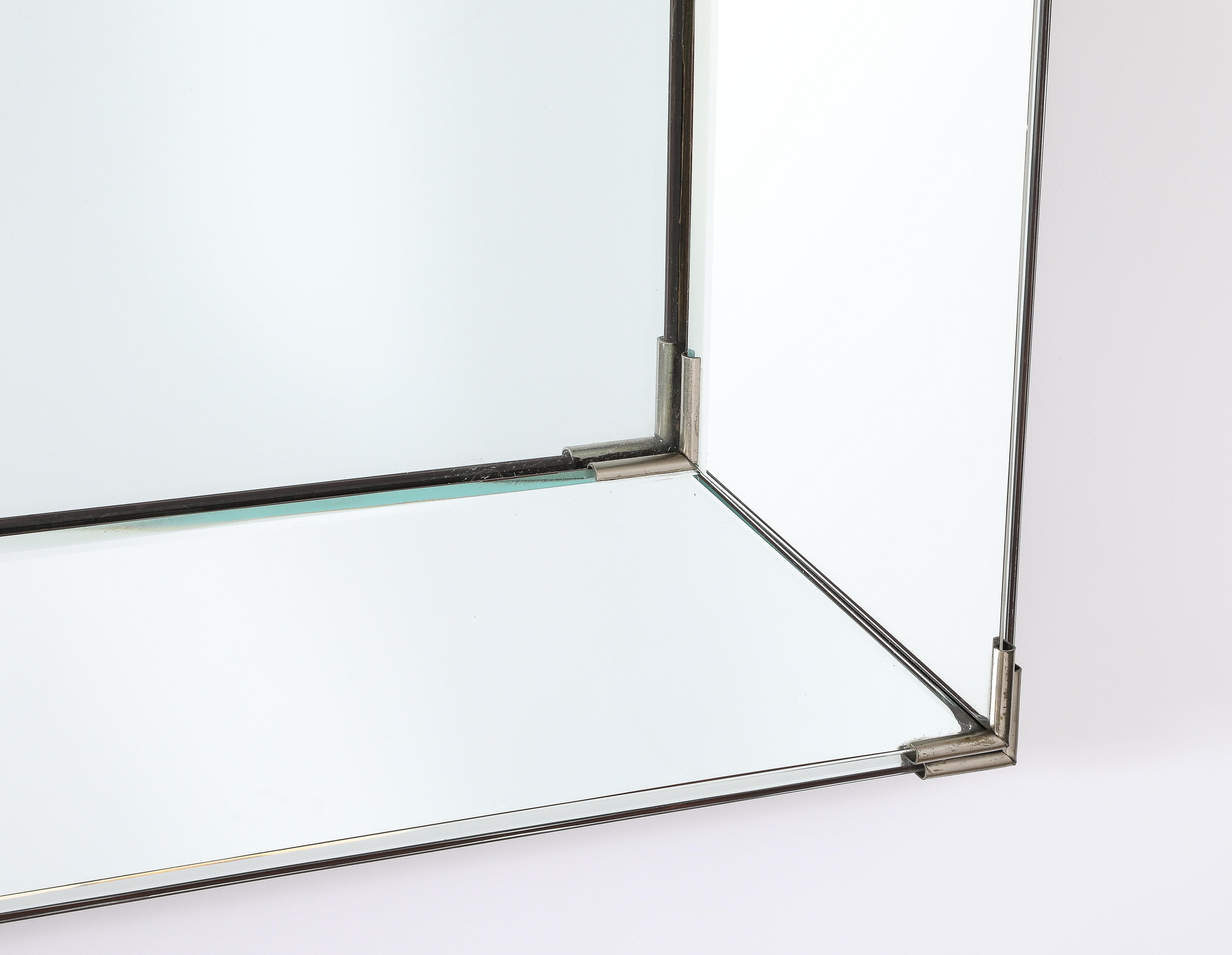 Jacques Adnet Medium Clear Mirror, France 1950's For Sale 2