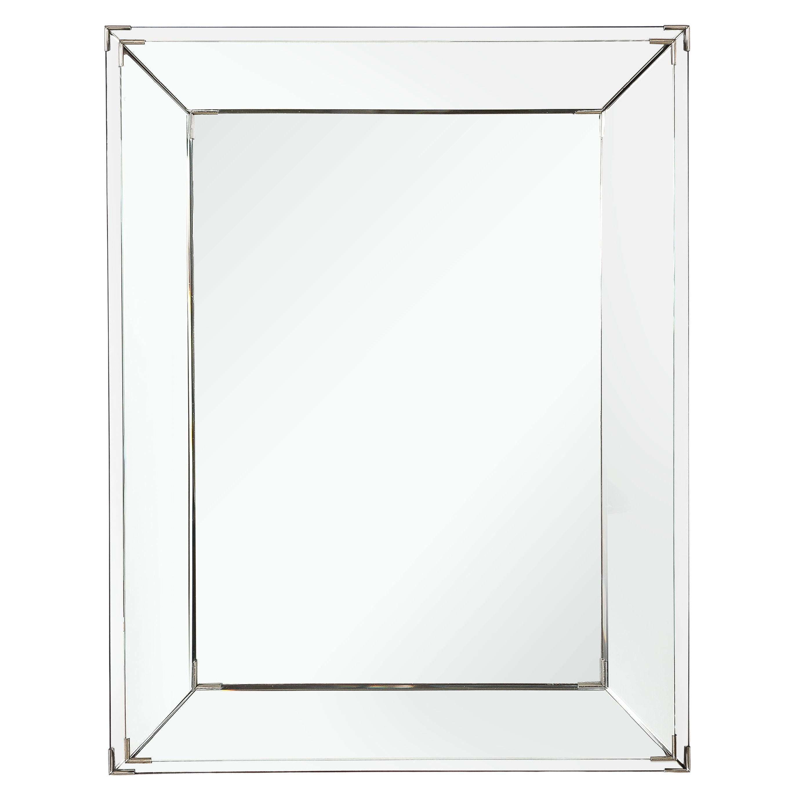 Jacques Adnet Medium Clear Mirror, France 1950's