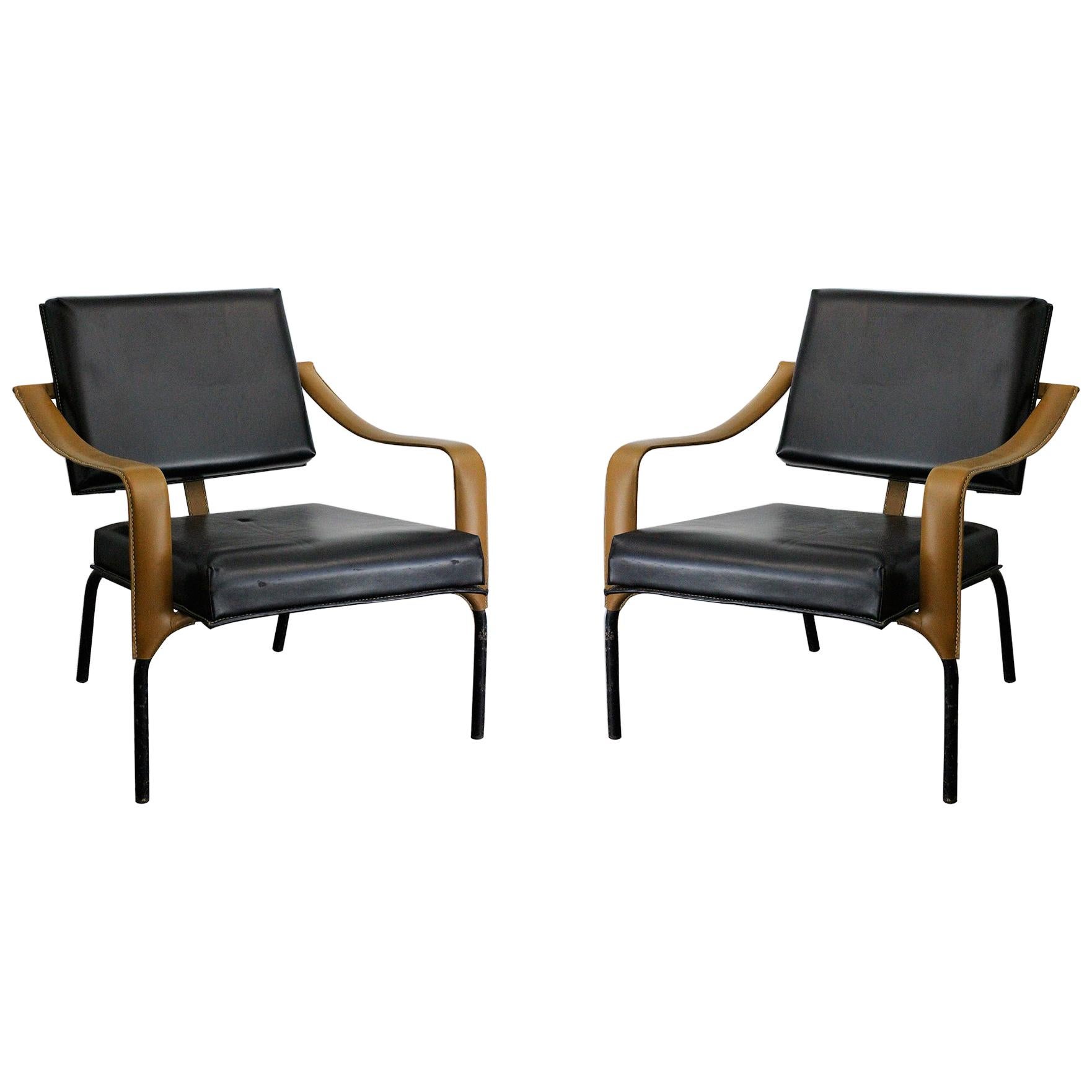 Jacques Adnet & Mercier Original Pair of Chairs 1955