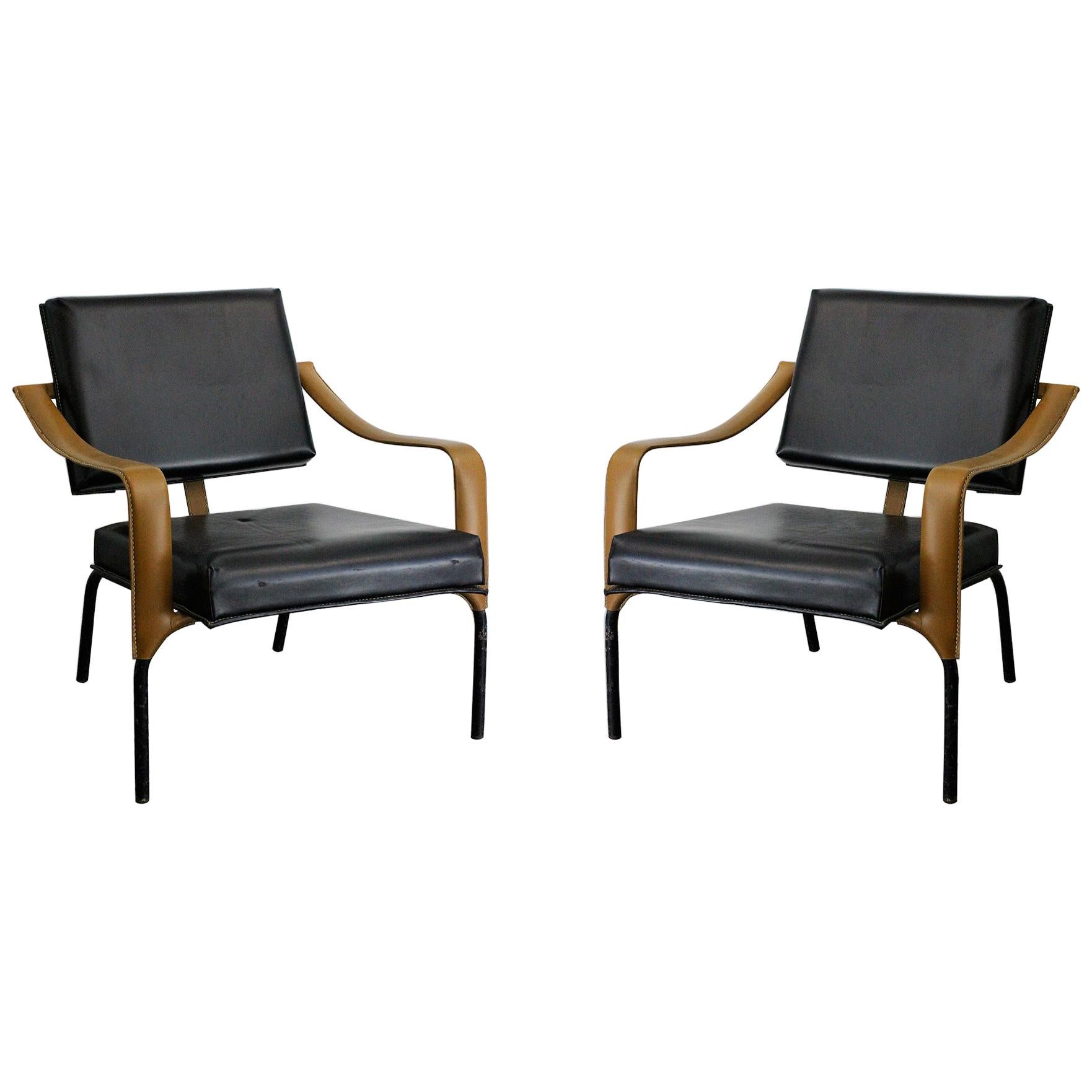 Jacques Adnet & Mercier Original Pair of Chairs 1955