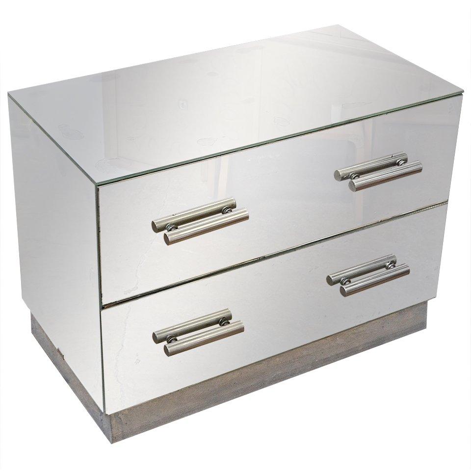 Jacques Adnet Mirrored Two-Drawer Console For Sale