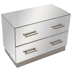 Jacques Adnet Mirrored Two-Drawer Console