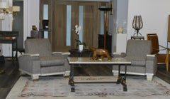 Jacques Adnet Pair of Large Comfortable Armchairs Model of.