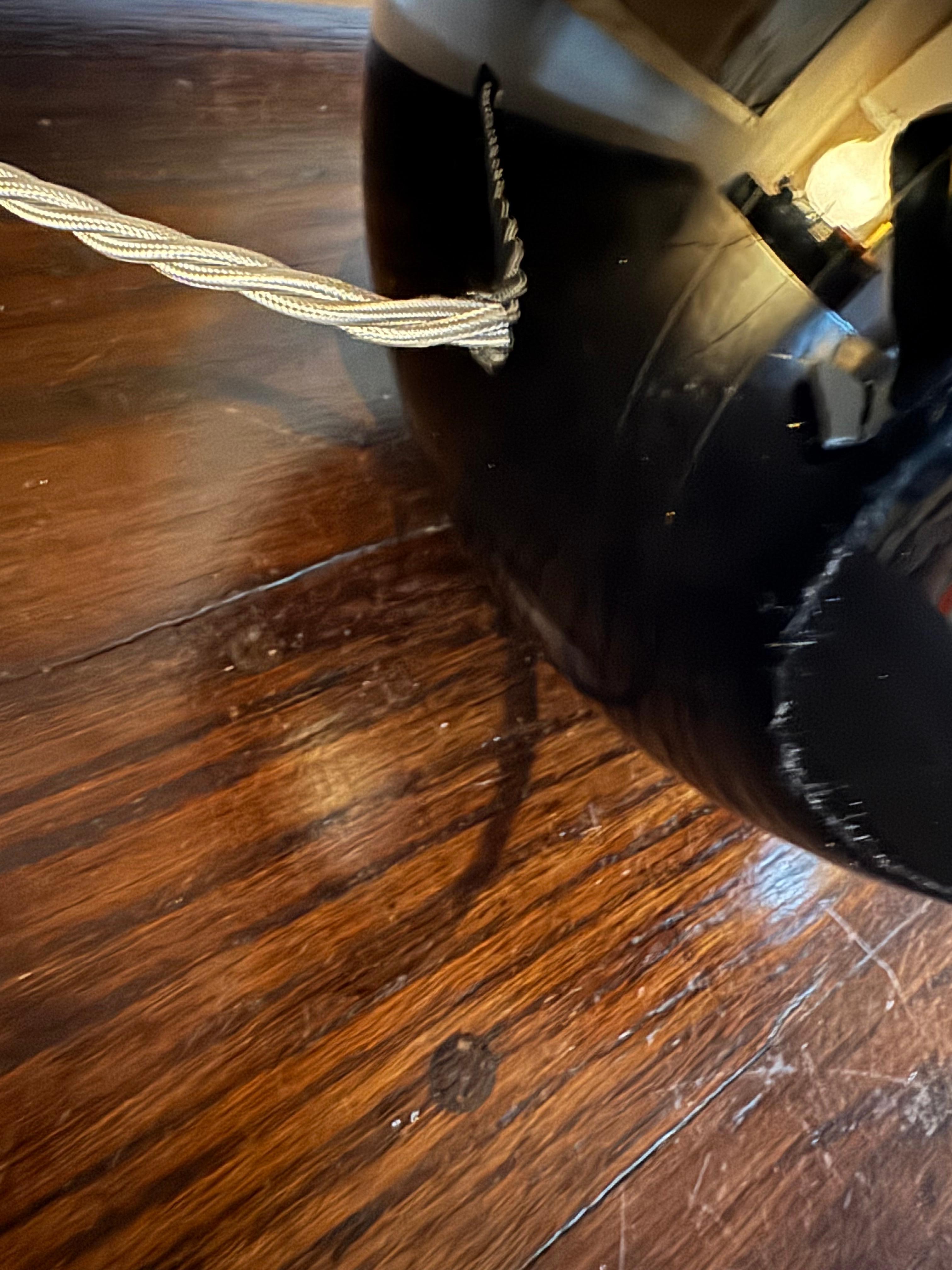 Hand-Crafted Jacques Adnet Modernist black opaline glass lamp