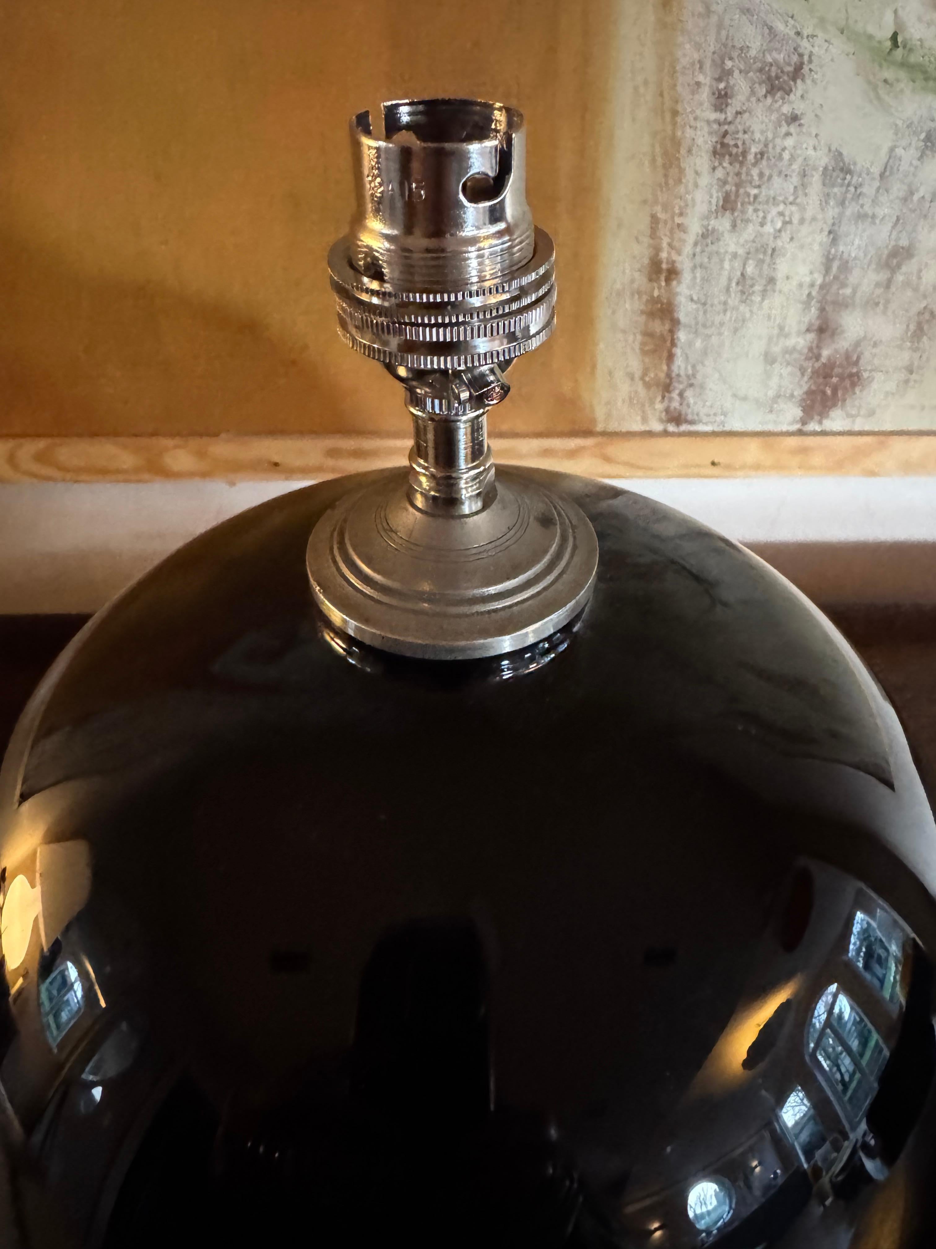 20th Century Jacques Adnet Modernist black opaline glass lamp