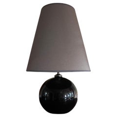 Jacques Adnet Modernist black opaline glass lamp