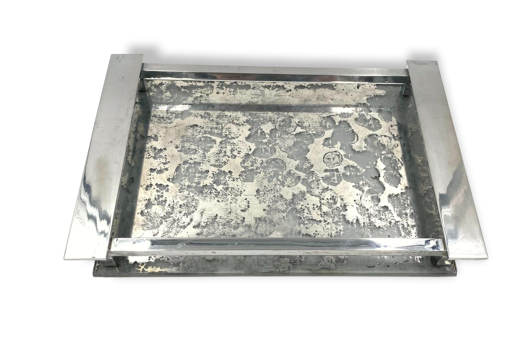 Jacques Adnet, Modernist Cubist Mirrored Tray, France, 1940s / 1950s For Sale 5