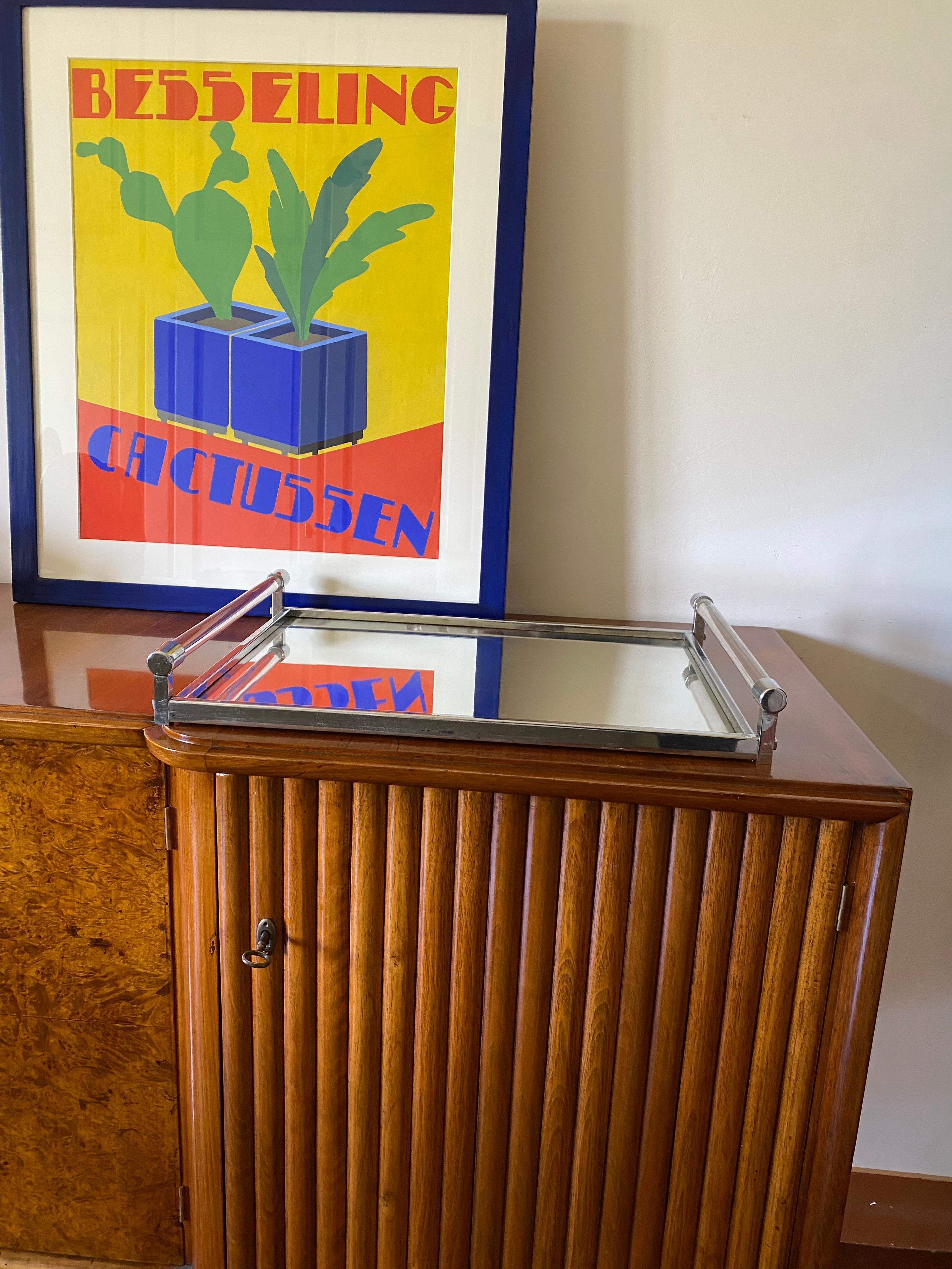 Jacques Adnet, Modernistisches Tablett aus verspiegeltem Lucit, Maison Adnet, Frankreich 1940er Jahre im Zustand „Gut“ im Angebot in Firenze, IT