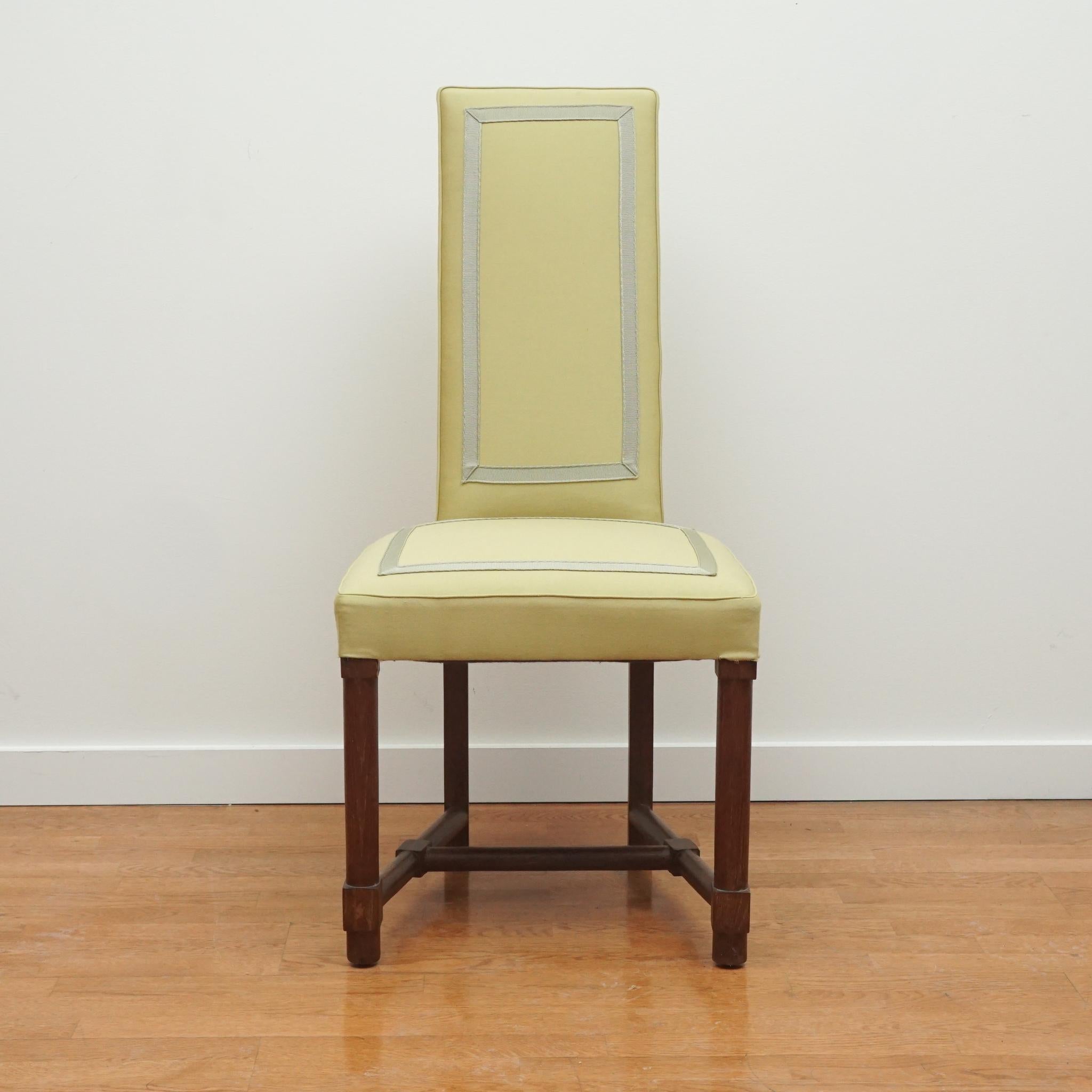 Upholstery Jacques Adnet Neoclassic High Back Side Chair For Sale