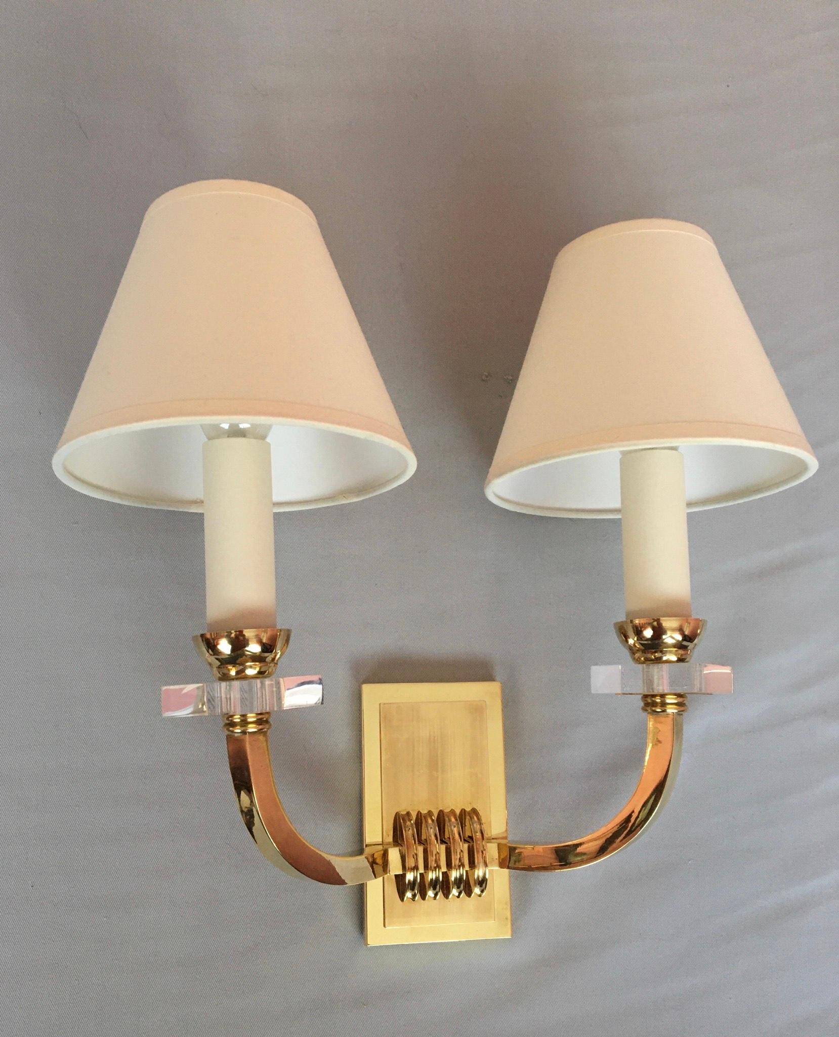 Jacques Adnet Neoclassical Pair of Bronze Sconces, France, 1950 For Sale 3