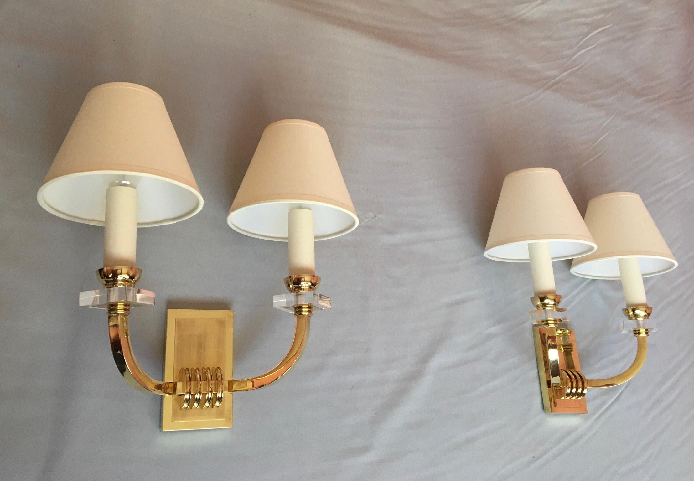 Jacques Adnet Neoclassical Pair of Bronze Sconces, France, 1950 For Sale 4