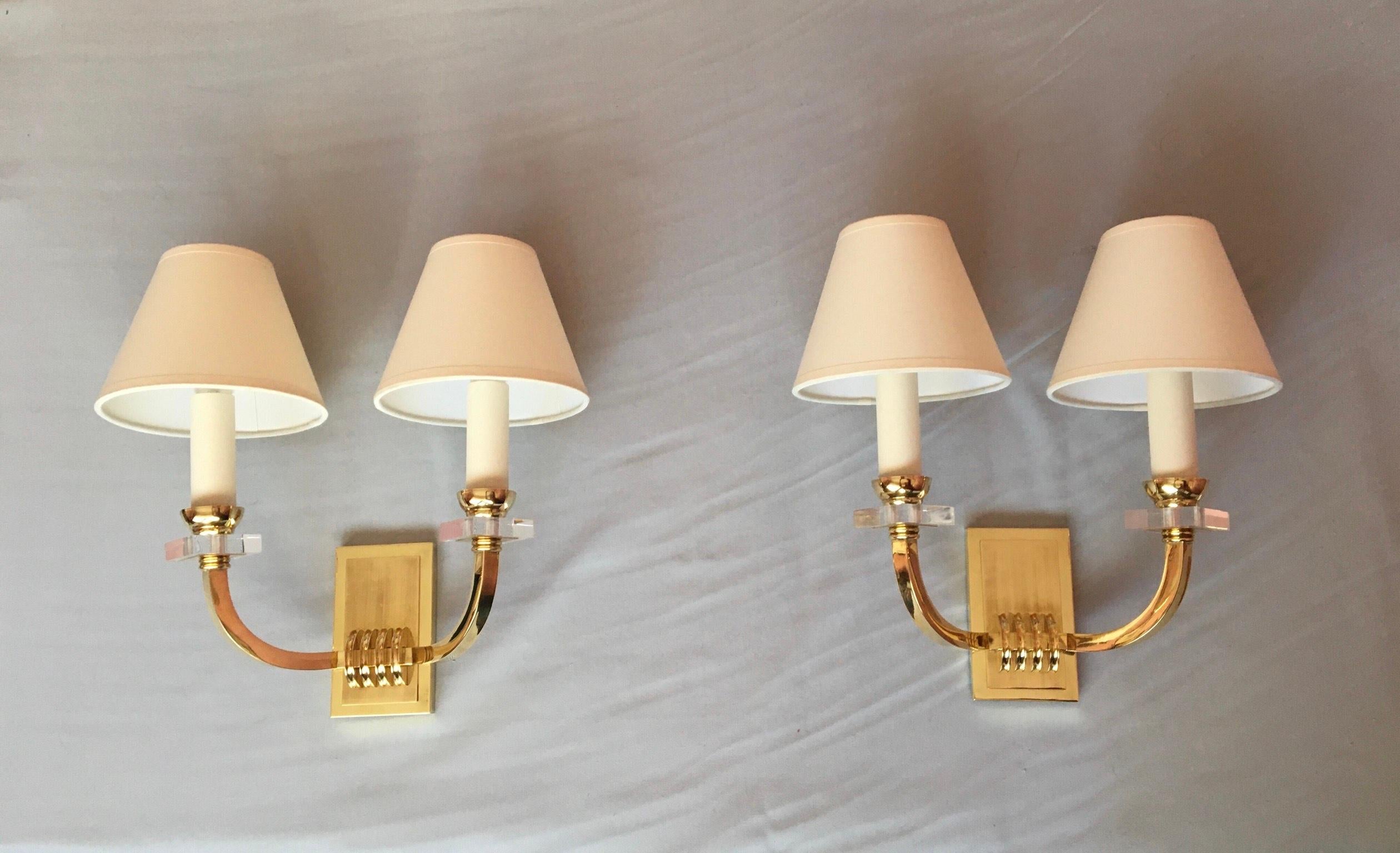 Jacques Adnet Neoclassical Pair of Bronze Sconces, France, 1950 For Sale 5