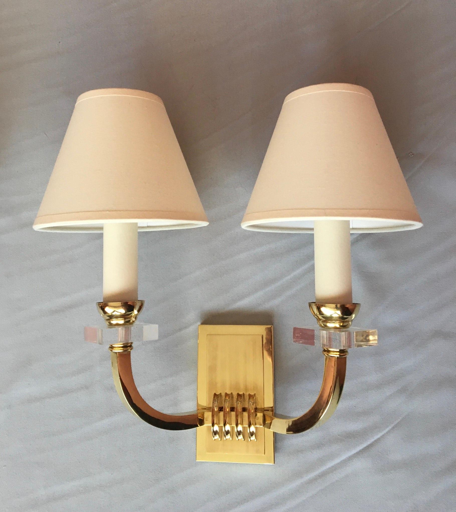 Jacques Adnet Neoclassical Pair of Bronze Sconces, France, 1950 In Good Condition For Sale In Paris, FR