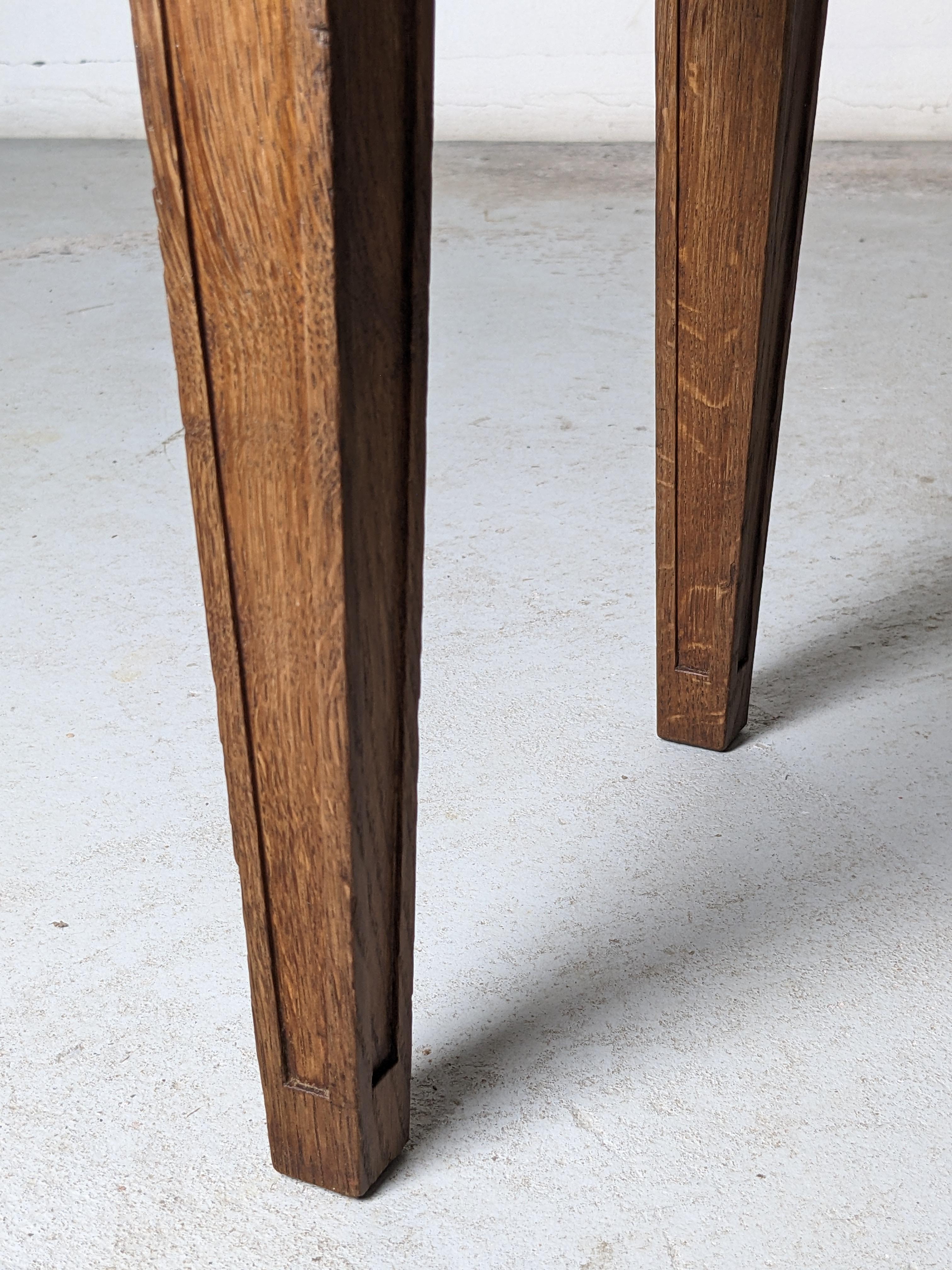 Jacques Adnet Neoclassical Solid Oak & Upholstery Stool, France 1940s 4