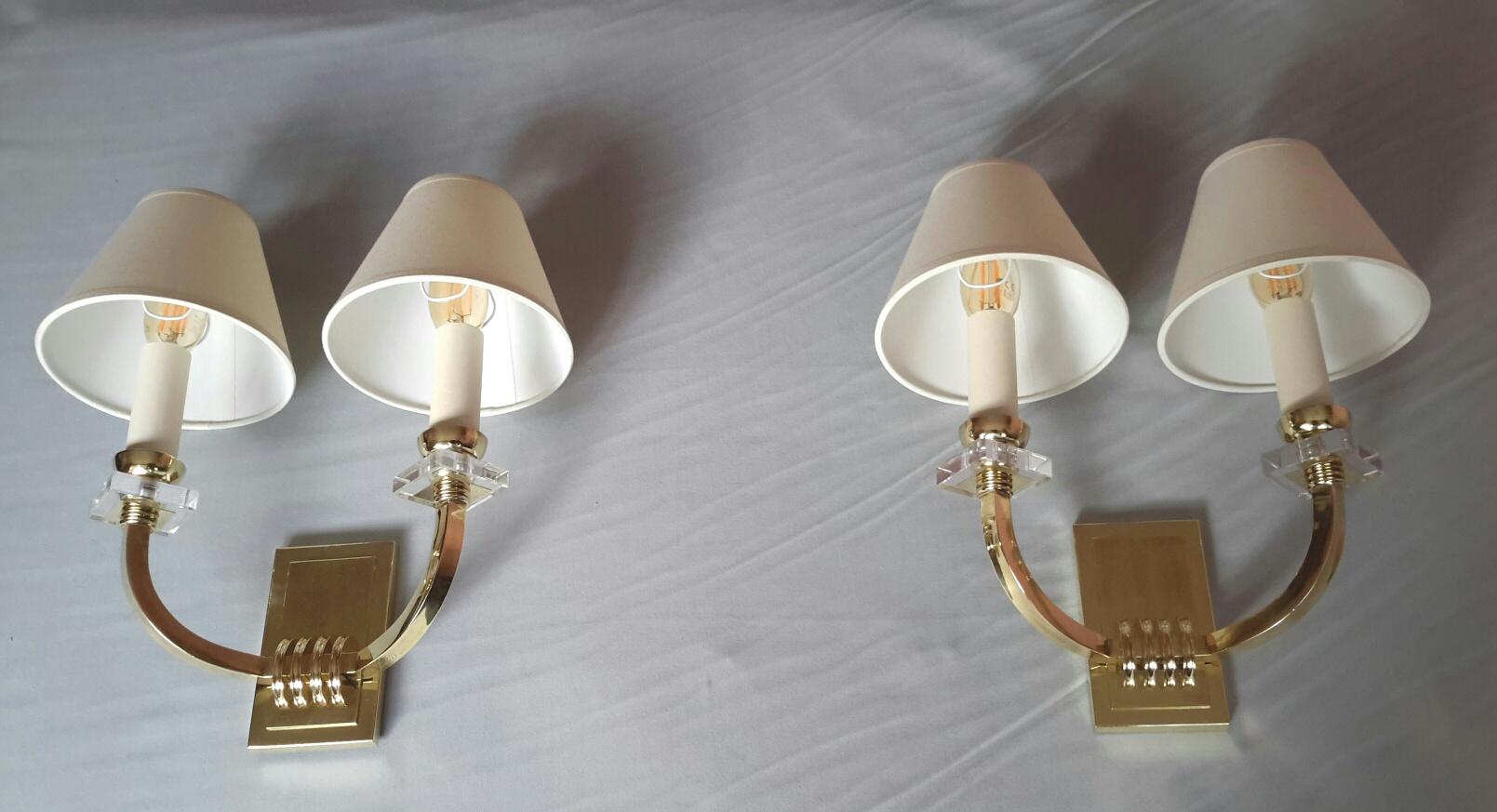 Jacques Adnet Neoclassical Wall Sconces, France, 1950 For Sale 3