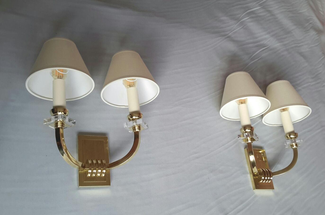 French Jacques Adnet Neoclassical Wall Sconces, France, 1950 For Sale