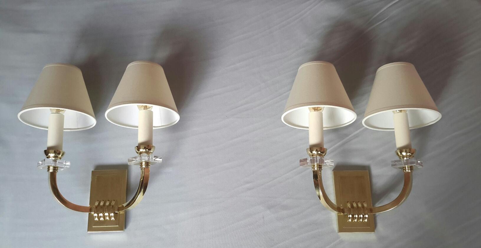 Mid-20th Century Jacques Adnet Neoclassical Wall Sconces, France, 1950 For Sale