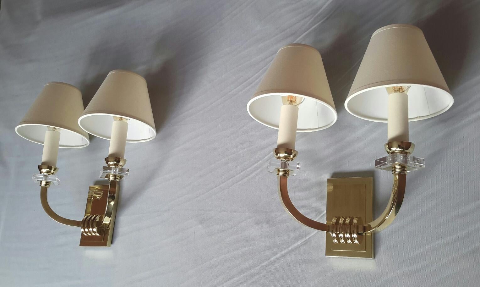Jacques Adnet Neoclassical Wall Sconces, France, 1950 For Sale 1