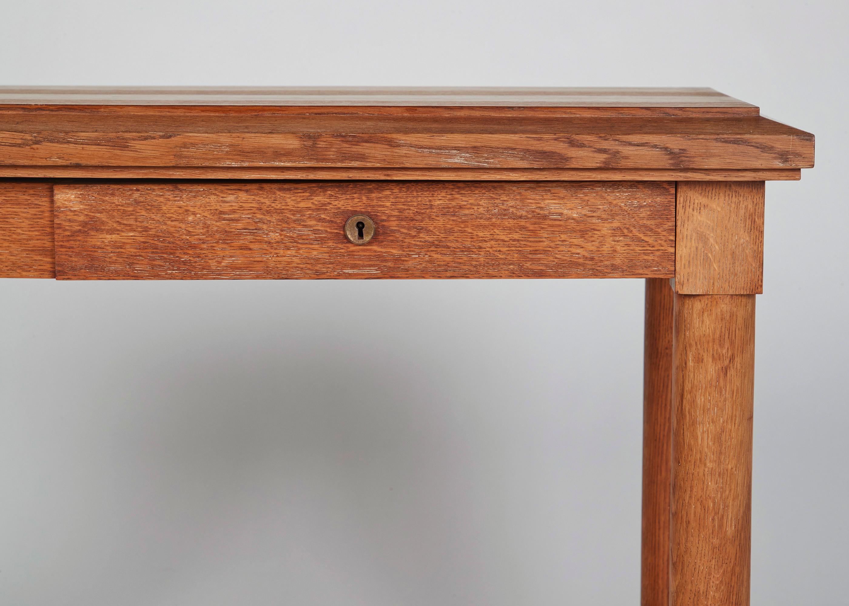 Jacques Adnet, Neoclassically Inspired Oak Console Table, France, Midcentury In Good Condition In New York, NY