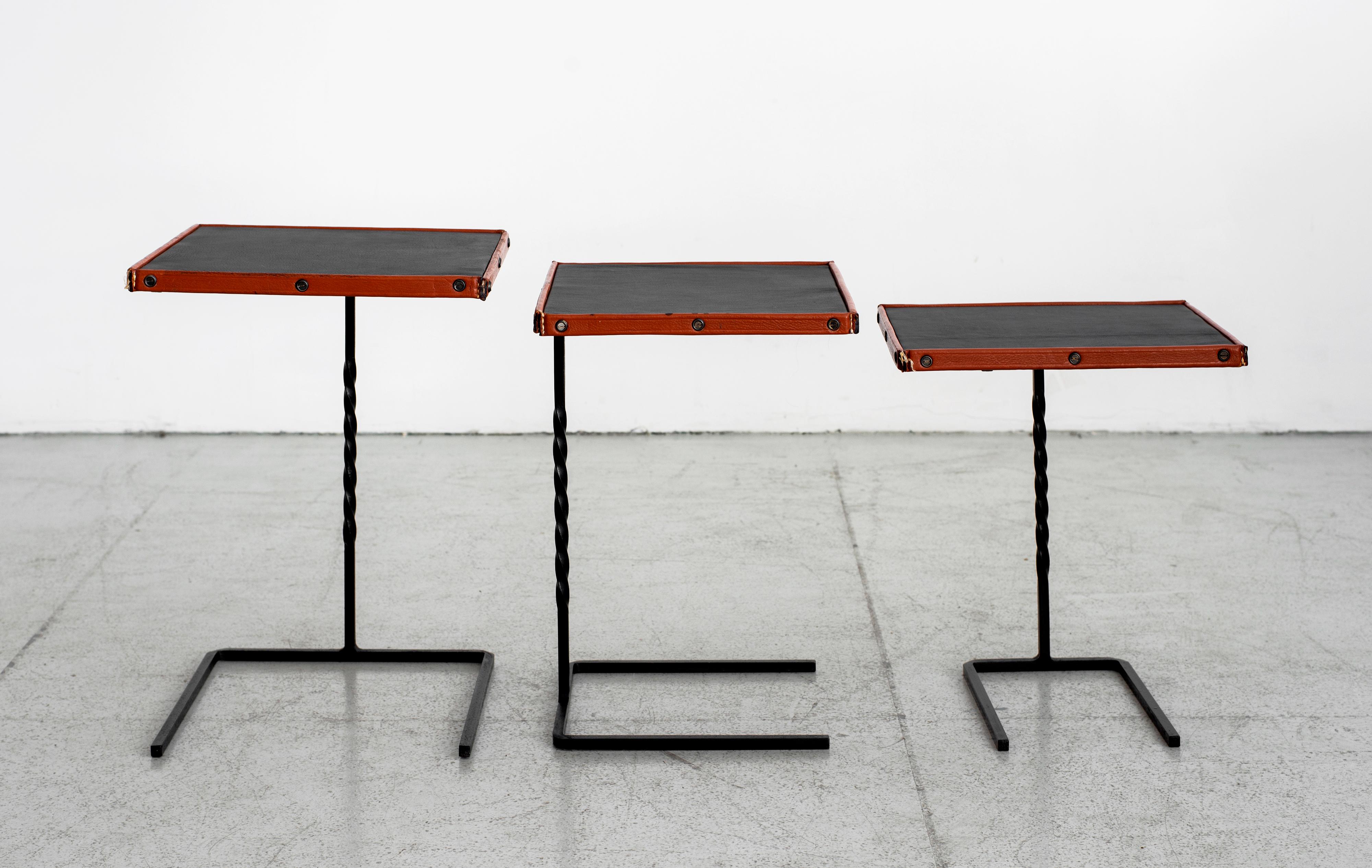 Mid-20th Century Jacques Adnet Nesting Tables