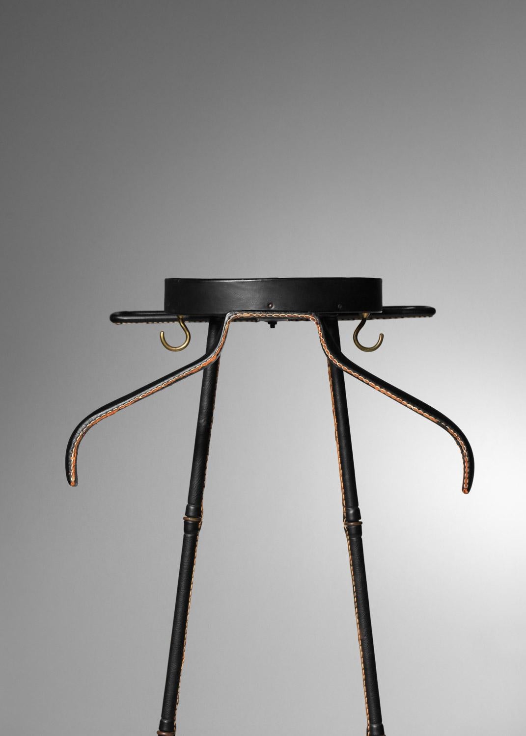 Jacques Adnet night valet 50's black leather For Sale 6