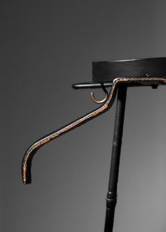 Jacques Adnet night valet 50's black leather