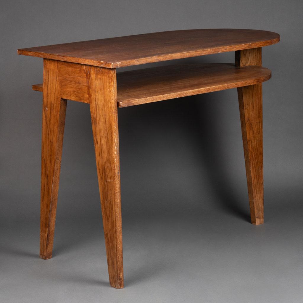 French Jacques Adnet : Oak Tripod minimalist desk C. 1955 For Sale