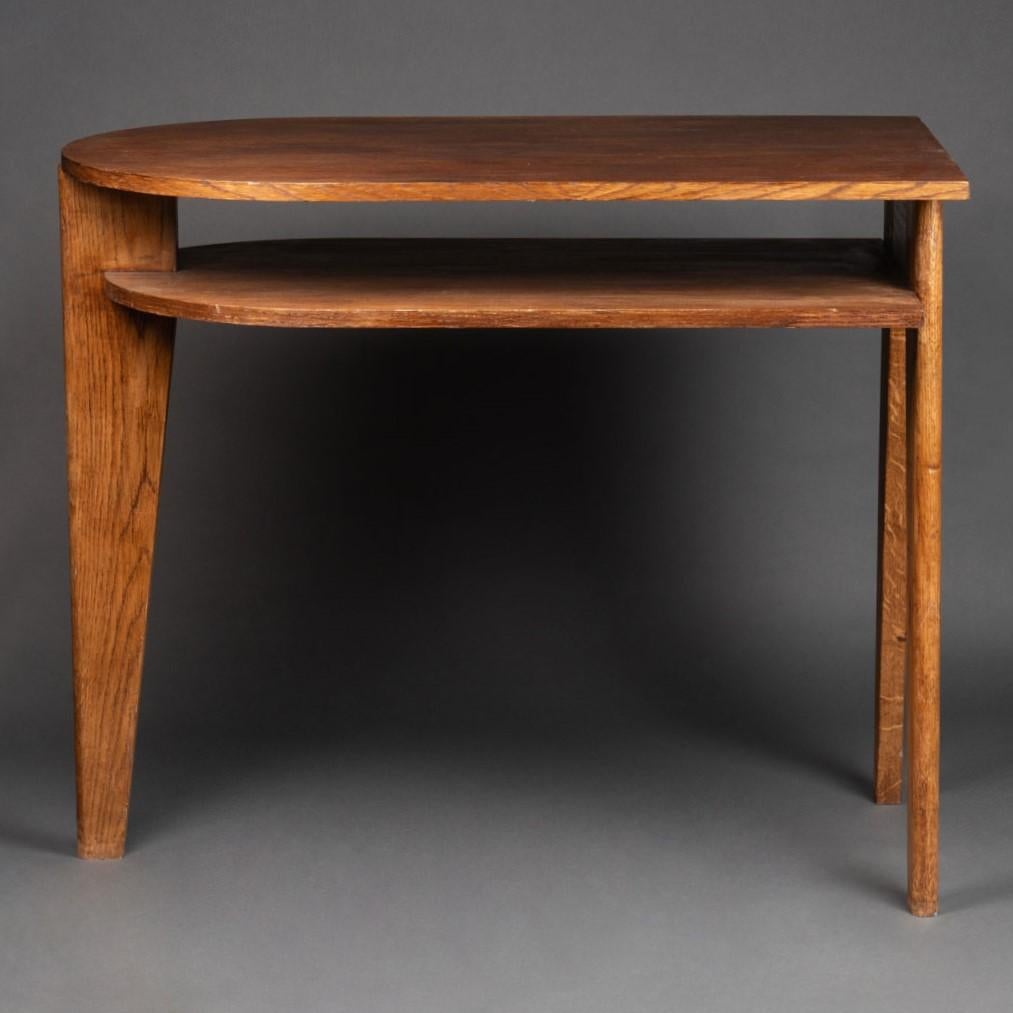 20th Century Jacques Adnet : Oak Tripod minimalist desk C. 1955 For Sale