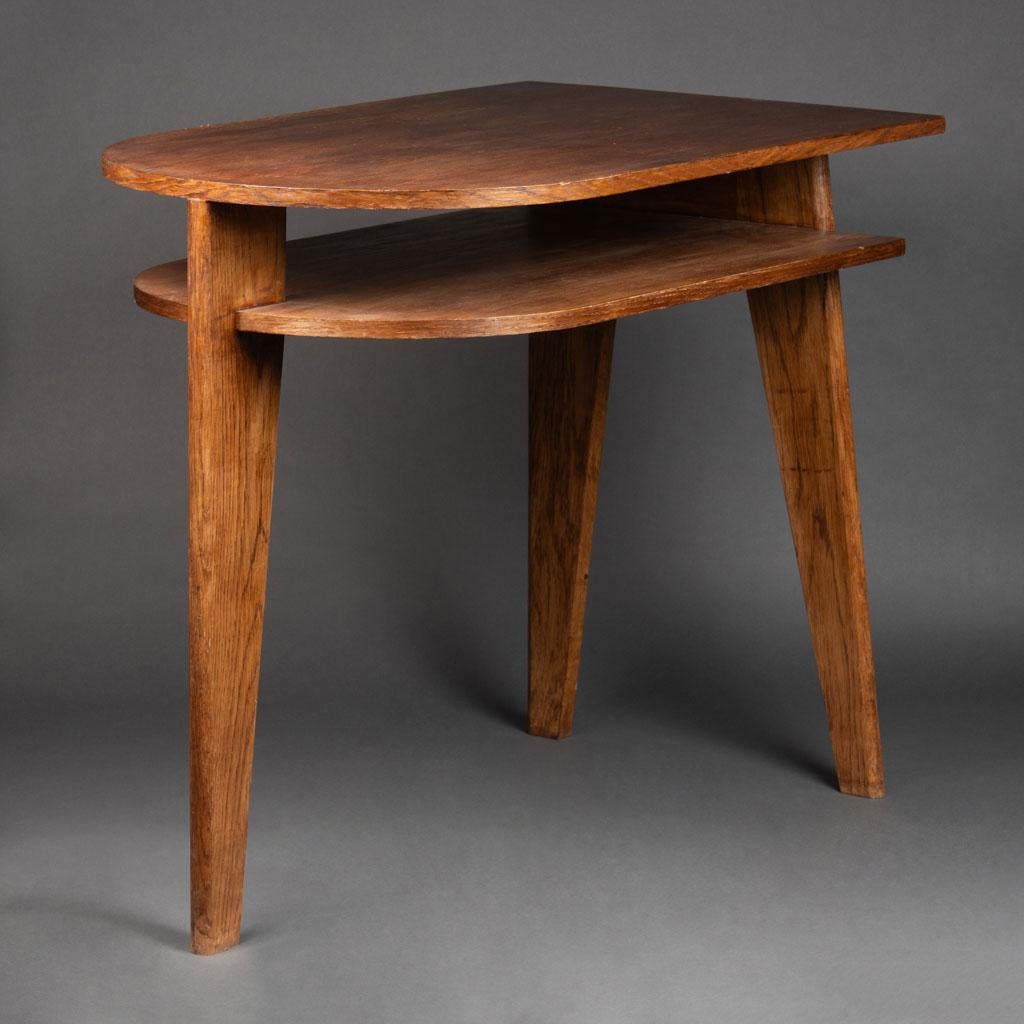 Jacques Adnet : Oak Tripod minimalist desk C. 1955 For Sale 1