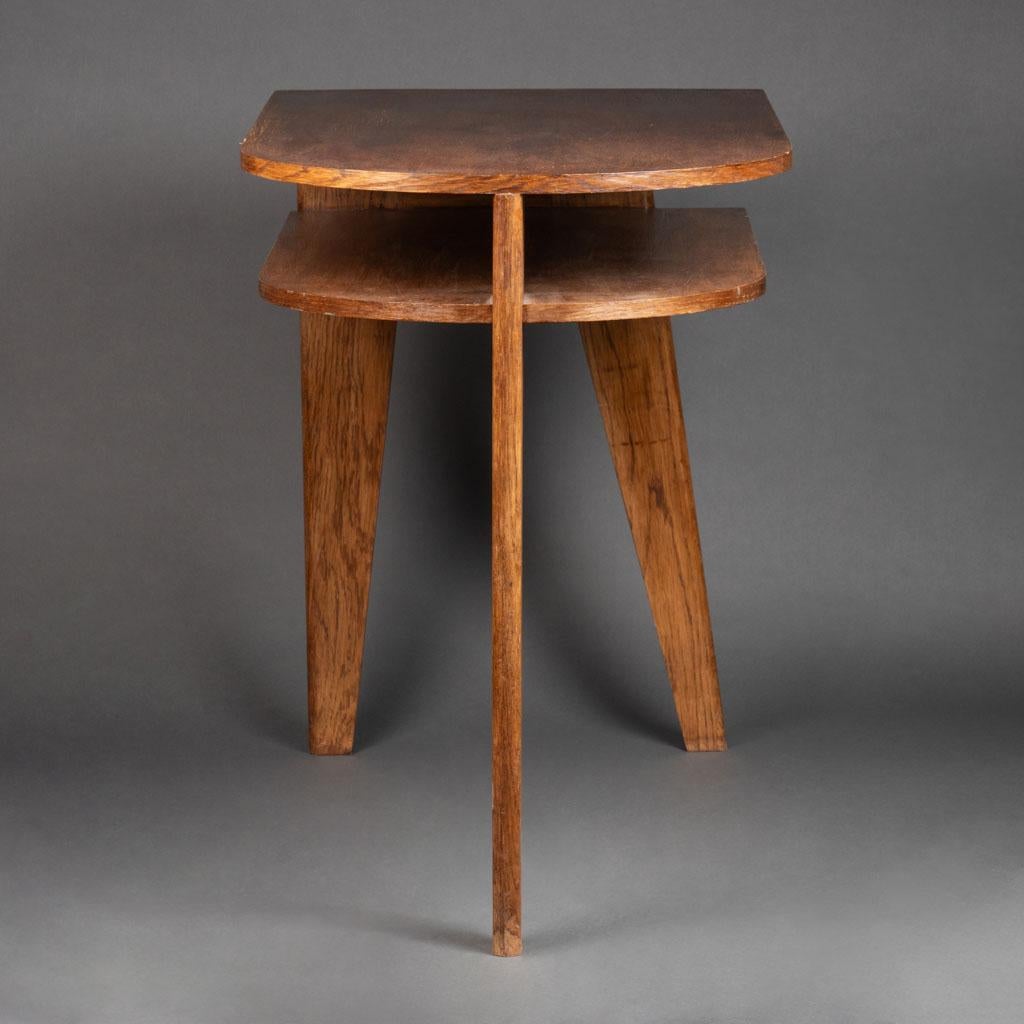 Jacques Adnet : Oak Tripod minimalist desk C. 1955 For Sale 2