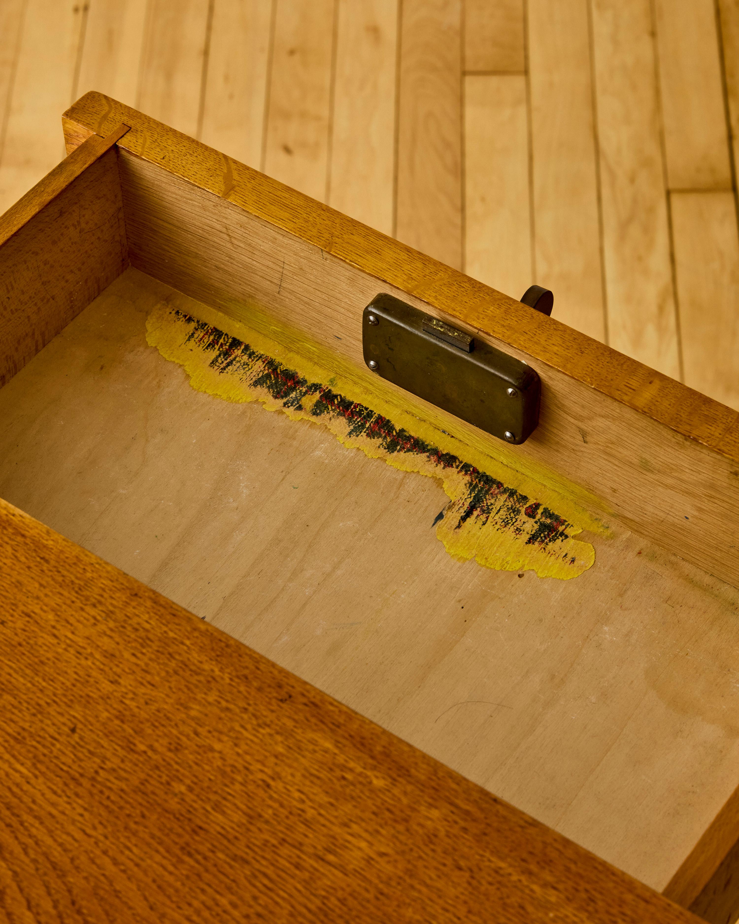 Jacques Adnet Scrivania a treppiede in Oak in vendita 1