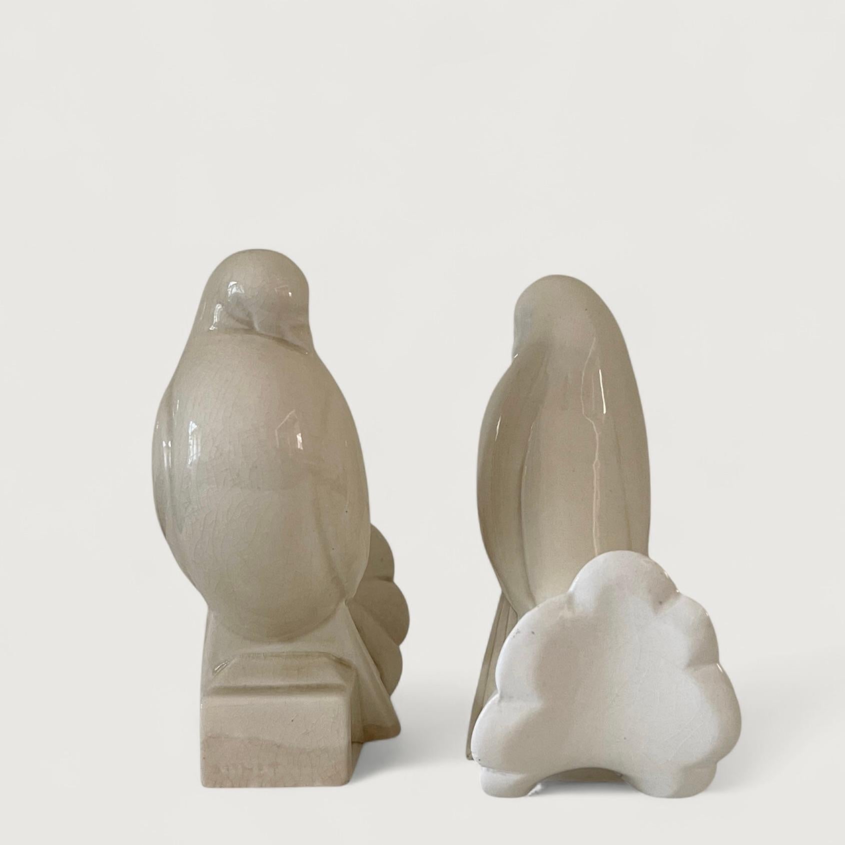 Jacques Adnet Coppia di colombe in ceramica 1930 circa in vendita 2
