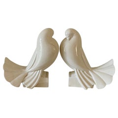 Jacques Adnet Pair Ceramic of Doves circa 1930